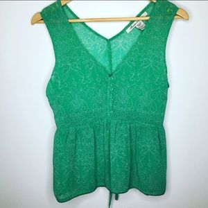 American Rag | Tie back Button Down Tank SemiSheer